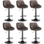 Lot de 6 chaises de bar tabourets hauts sige de cuisine hauteur rglable repose - pieds en mtal surface ...