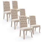 Lot de 6 chaises capitonnes jade tissu beige