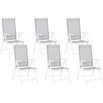 Beliani - lot de 6 chaises de jardin en aluminium et textile blanc et gris industriel catania