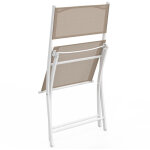 Lot de 6 chaises de jardin pliantes bastia m�tal et textil�ne blanc et beige