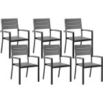 Lot de 6 chaises de jardin ou terrasse grises en aluminium et bois synthétique design solide et résistant ... Lot de 6 chaises de jardin ou terrasse grises en aluminium et bois synthétique design solide et résistant ...