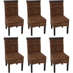 Hhg - lot de 6 chaises m45, banane tresse, 47x54x93cm, pieds foncs, sans coussin