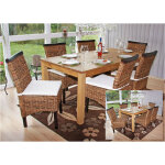 Mendler - lot de 6 chaises m45, banane tress�e, 47x54x93cn, pieds fonc�s, avec coussin