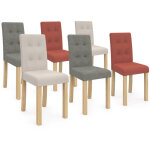 Lot de 6 chaises polga capitonn�es mix color gris, terracotta et beige