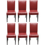 Lot de 6 chaises de salle à manger cuisine en cuir rouge pieds en bois foncés design moderne 040001939 ... Lot de 6 chaises de salle à manger cuisine en cuir rouge pieds en bois foncés design moderne 040001939 ...