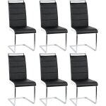 Lot de 6 chaises de salle  manger chaise de cuisine cuir synthtique cuisine salle de runion noir + ...