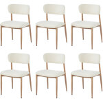 Lot de 6 chaises de salle � manger en m�tal effet bois avec tissu boucl� naturel