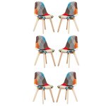 Lot de 6 chaises de salle � manger en patchwork avec rev�tement en tissu avec pieds en bois - chaise ...