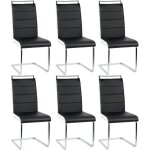 Lot de 6 chaises de salle  manger pitement chrom revtement synthtique noir et blanc