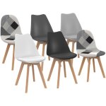 Idmarket - lot de 6 chaises scandinaves sara gris fonc�, gris clair, blanc, noir et patchworks noirs, ...