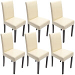 Lot de 6 chaises de séjour littau, cuir reconstitué crème, pieds foncés Lot de 6 chaises de séjour littau, cuir reconstitué crème, pieds foncés