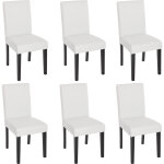 Hhg - lot de 6 chaises de sjour littau, simili - cuir, blanc mat, pieds foncs