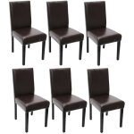 Mendler - lot de 6 chaises de sjour littau, simili - cuir, marron, pieds foncs