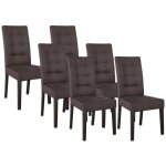Lot de 6 chaises en tissu et bois - marron - villosa