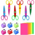 Lot de 6 ciseaux � cranter et 6 perforatrices � papier - ensemble cr�atif pour enfants, bricolage, scrapbookin ...