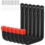Lot de 6 crochets mural de garage, crochets en j robustes a visser, supports de montage muraux robustes ...