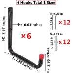 Lot de 6 crochets de rangement robustes pour garage, 17 cm, support mural pour tuyau d'arrosage, chaise ...