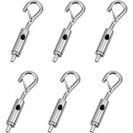 Lot de 6 crochets rglables en fil d'acier - tendeur portable avec crochet et ?illet - avec verrou - ...