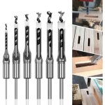 Lot de 6 forets � bois trou carr� b�danes creux en acier outils set pour travail du bois foret a trou ...