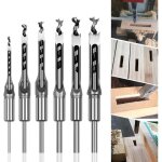 Lot de 6 forets � bois trou carr� b�danes creux en acier outils set pour travail du bois foret a trou ...
