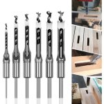 Lot de 6 forets � bois trou carr� b�danes creux en acier outils set pour travail du bois foret a trou ...