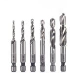 Lot de 6 forets taraudeurs combin�s m3 m4 m5 m6 m8 m10 avec tige hexagonale 6 mm, kit taraudage, taraud ...
