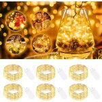 Lot de 6 guirlandes lumineuses led avec batterie, petite, 2 m, 20 led, fil argent�, mini guirlandes lumineuses ...