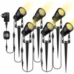 Lot de 6 lampes de jardin avec piquet - projecteur led �tanche ip65 - blanc chaud