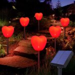 Lot de 6 lampes solaires en forme de c?ur rouge pour la saint - valentin, d�coration ext�rieure �tanche ...