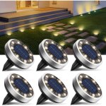 Lot de 6 lampe solaire au sol, 8 led jardin exterieur solaire etanche lumiere solaire, spot solaire extrieur ...