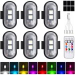 Lot de 6 lampes stroboscopiques led sans fil pour voiture, 8 couleurs, télécommande pour drone moto Lot de 6 lampes stroboscopiques led sans fil pour voiture, 8 couleurs, télécommande pour drone moto