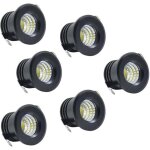 Lot de 6 mini spots encastrables au plafond led noirs mini spot led pour plafonnier d'armoire, 3 w, blanc ...