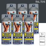 Lot de 6 peintures arosol ral 7016 gris anthracite brillant 400ml motip