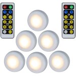 Lot de 6 petits spots led tactiles, � coller, fonctionnement � piles, pour int�rieur, placard, armoire, ...