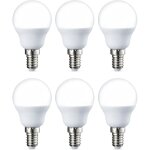 Lot de 6 petites ampoules led rondes g45 culot edison � vis e14 5 w (�quivalent 40 w) blanc chaud intensit� ...