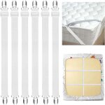 Lot de 6 pinces  draps lastiques rglables de 250 cm avec clips mtalliques pour drap - housse, matelas, ...