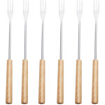 Lot de 6 piques � fondue  chaleur  23cm naturel