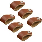Lot de 6 poign�es en cuir, poign�es de meubles en cuir, poign�es de bouton en cuir, poign�es d'armoire ...