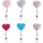 Lot de 6 porte - badges d'infirmière colorés créatifs en forme de c?ur avec strass rétractables pour ... Lot de 6 porte - badges d'infirmière colorés créatifs en forme de c?ur avec strass rétractables pour ...