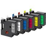 Lot de 6 rubans blanc / transparent / bleu / jaune / rouge / vert compatible dymo labelmanager 150 280 ...