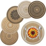 Lot de 6 sets de table boho - ronds - diam�tre : 38 cm - aspect lin - lavables et durables - avec diff�rents ...