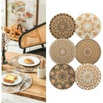 Lot de 6 sets de table ronds � imprim� boh�me en pvc tress�s sets de table lavable r�siste � la chaleur ...