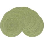 Lot de 6 sets de table ronds verts lavables en coton tiss�, sets de table de nol r�sistants � la chaleur, ...