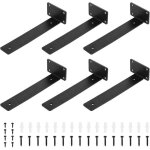 Lot de 6 supports d'�tag�re robustes en m�tal noir, supports d'�tag�re muraux pour �tag�res ouvertes, ...