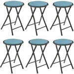 Toilinux - lot de 6 tabourets pliants avec effet velours