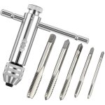 Lot de 6 tarauds  cliquet avec poigne en t rglable m3 m4 m5 m6 m8 avec poigne en t et porte - outils ...