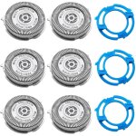 Lot de 6 t�tes de rechange sh50 avec 3 bagues de verrouillage de lame, compatibles avec les rasoirs �lectrique ...
