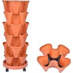 Lot de 6 trios de pots � fraises 3d - jardini�res superposables multicouches en plastique pour fraisiers, ...
