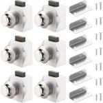 Lot de 6 verrous � bouton - poussoir pour placard, tiroir, placard, porte, caravane, camping - car, bateau, ...