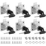 Lot de 6 verrous de meubles de 22 mm avec cl�, serrure de s�curit�, en acier inoxydable, avec cl�, pour ...